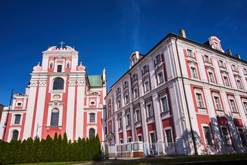 Fototapeta na wymiar Baroque Catholic Church and a historic religious building in Poznan.