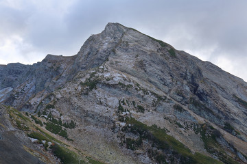 Picturesque mountain range in early autumn