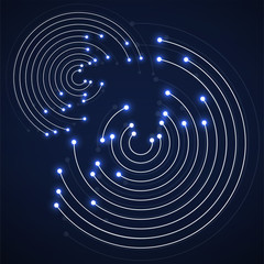 Technology connection logo, abstract sign of line and dots