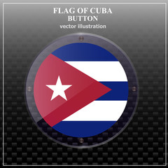 Bright transparent button with flag of Cuba . Happy Cuba day button. Bright button with flag.