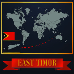 East Timor  solid country outline silhouette, realistic globe world map template, atlas for infographic, vector illustration, isolated object, background, national flag. countries set 
