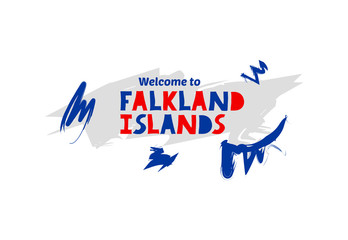 Welcome to Falkland Islands. Name country template design for greeting card, banner, poster.