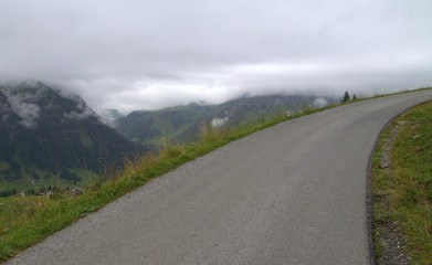Road to the peak in the Alps