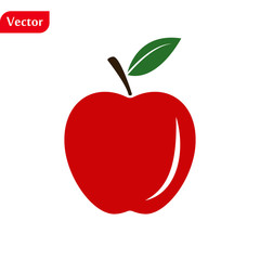 Red apple with leaf isolated on white background. Flat design vector illustration