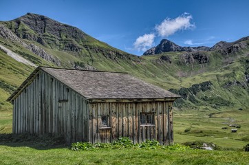 Fototapeta na wymiar Wooden house in the Alps