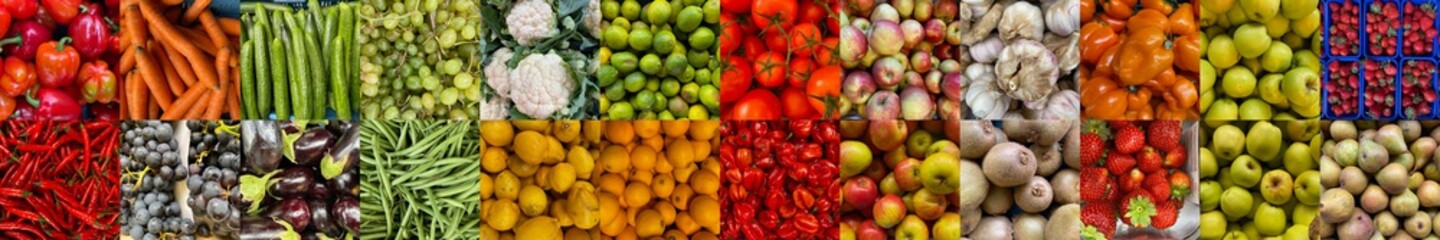 Lovely healthy vegetables and fruit together in a collage
