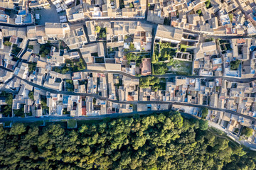 Fototapeta premium Aerial top down view of town Erice in province of Trapani in Sicily Italy.