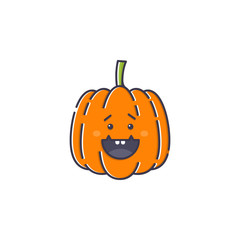 Halloween pumpkin line icon, outline vector sign