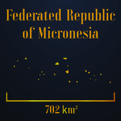 Micronesia golden solid country outline silhouette, realistic piece of world map template, for infographic, vector illustration, isolated object, background. From all countries set 