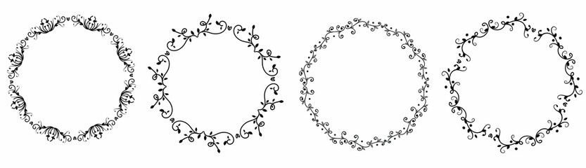 Wreath vector, set vintage ornaments frame.  Design elements for invitations wedding, Save the date, posters. Illustration wreath, ornaments vector.