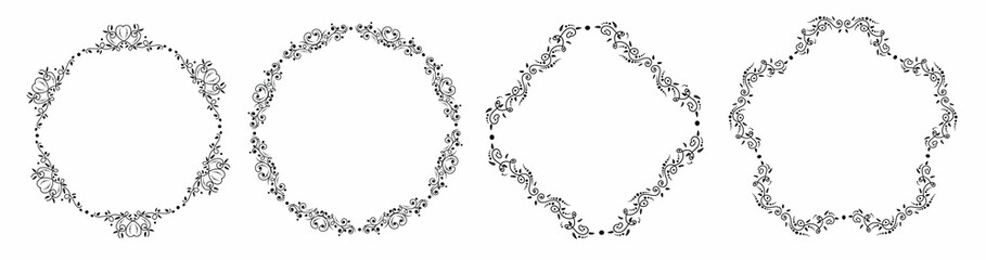 Wreath vector, set vintage ornaments frame.  Design elements for invitations wedding, Save the date, posters. Illustration wreath, ornaments vector.