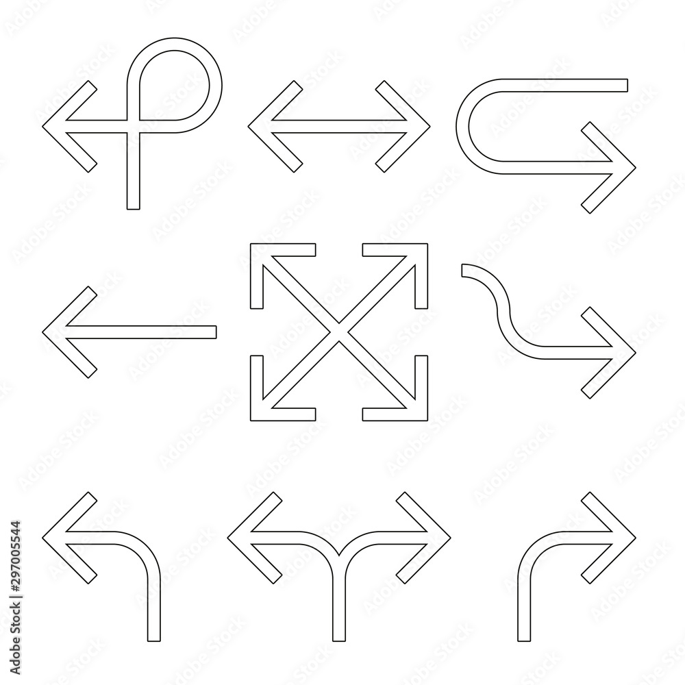 Canvas Prints set of arrows. simple black outline arrow design. flat vector icons