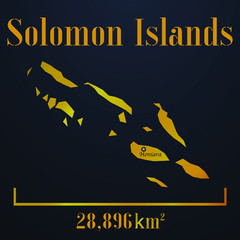 Solomon golden solid country outline silhouette, realistic piece of world map template, for infographic, vector illustration, isolated object, background. From countries set