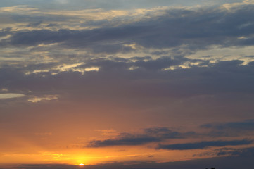 Fototapeta na wymiar Tender cloudy sunset sky background. Silver cloud. Concept of calmness, tranquillity