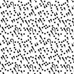 Punctuation marks seamless pattern on white background. Simple vector drawing school theme for stationery, web background for children and students. - obrazy, fototapety, plakaty
