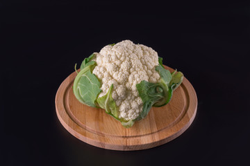 cauliflower on a black background
