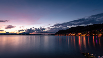Fototapeta premium lake at night - hopfen am see