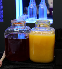 Juice cans at the bar