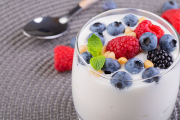 yogurt with a mix of wild berries