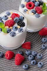 yogurt with a mix of wild berries