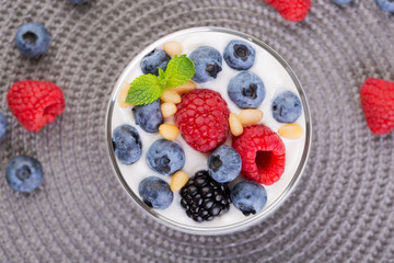 yogurt with a mix of wild berries