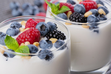 yogurt with a mix of wild berries