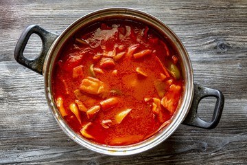 Food. Cooking Red Pepper Lecho.