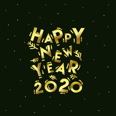 Happy New Year 2020. Cold lettering. Hand drawn stylish vector greeting card template.