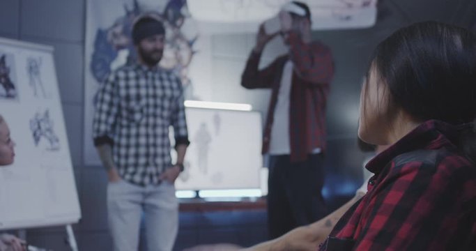 Video game developers brainstorming