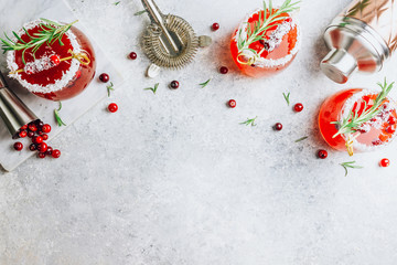 Festive Cranberry drink on Christmas background