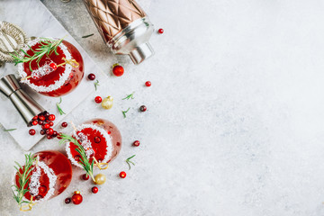 Obraz na płótnie Canvas Festive Cranberry drink on Christmas background