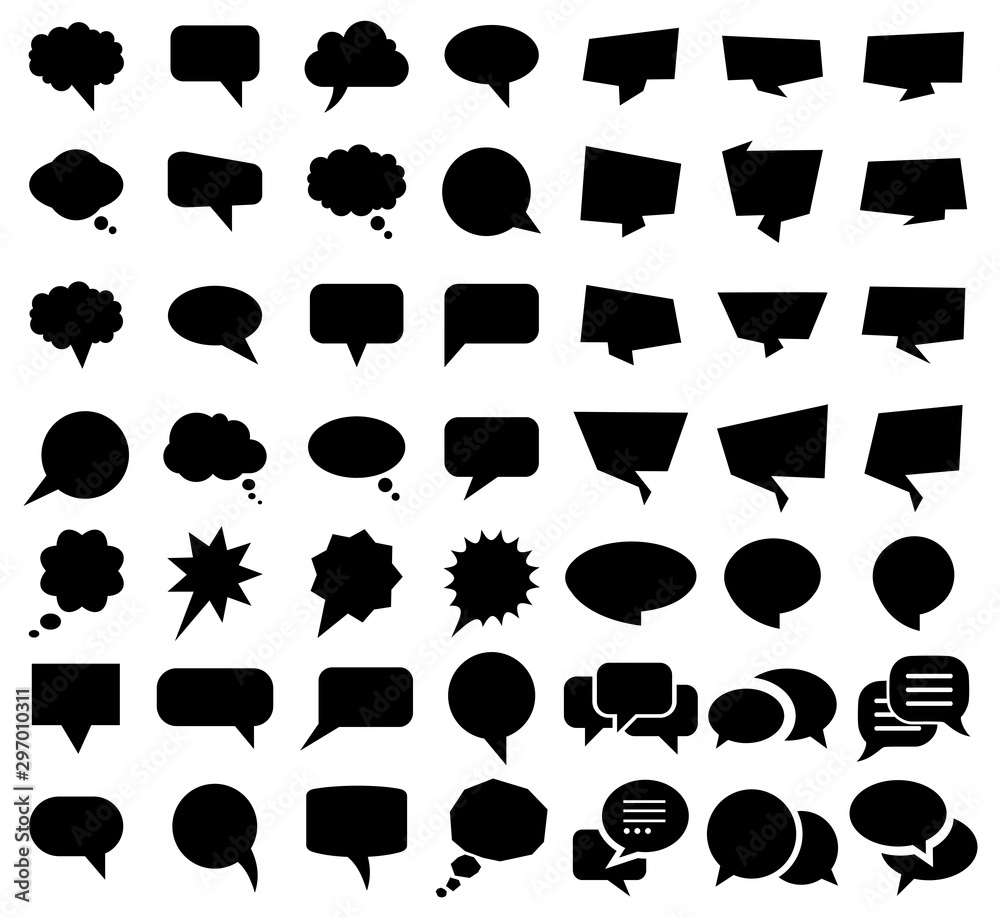 Aufkleber set different empty speech discussion bubble, chat sign - stock vector