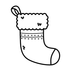 sock decoration merry christmas thick line