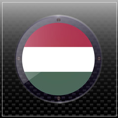 Bright transparent button with flag of Hungary. Happy Hungary day button. Bright button with flag. Illustration.