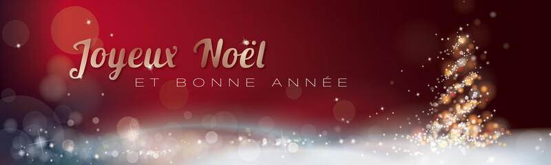Naklejka premium BANNIÈRE JOYEUX NOËL ET BONNE ANNÉE ROUGE