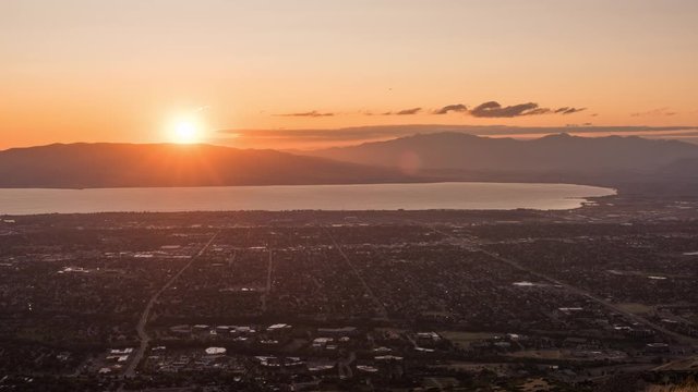 Provo, Utah, USA view of downtown from above during an autumn dusk.