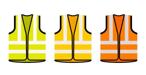 Safety jacket security icon. Vector life vest yellow visibility fluorescent work jacket