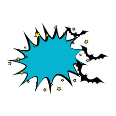 bats flying halloween style pop art vector illustration design