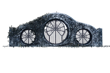 Fototapeta premium Fantasy Academy Gate Stone Wall, 3D illustration, 3D rendering