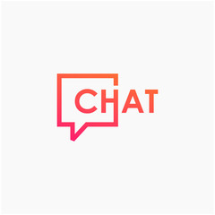 chat lettering with bubble concept. talk, speak, logo template. Chat vector logotype design template.  -vector