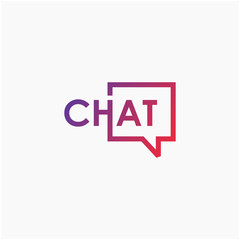 chat lettering with bubble concept. talk, speak, logo template. Chat vector logotype design template.  -vector