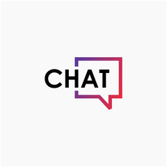 chat lettering with bubble concept. talk, speak, logo template. Chat vector logotype design template.  -vector