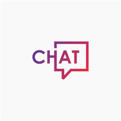chat lettering with bubble concept. talk, speak, logo template. Chat vector logotype design template.  -vector