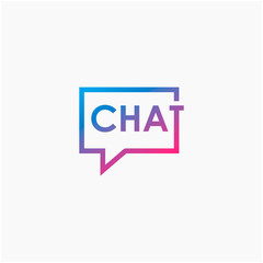 chat lettering with bubble concept. talk, speak, logo template. Chat vector logotype design template.  -vector