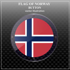 Transparent button with flag of Norway. Colorful illustration with flag for web design. Illustration with black background.