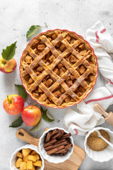 Apple pie. Traditional american apple pie with fresh apples and cinnamon