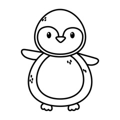 penguin polar animal bird icon thick line