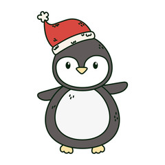 penguin with hat celebration merry christmas