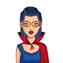 young woman disguised of vampire style pop art vector illustration design