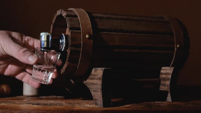 Typical brazilian alcoholic drink, cacha&ccedil;a in the barrel